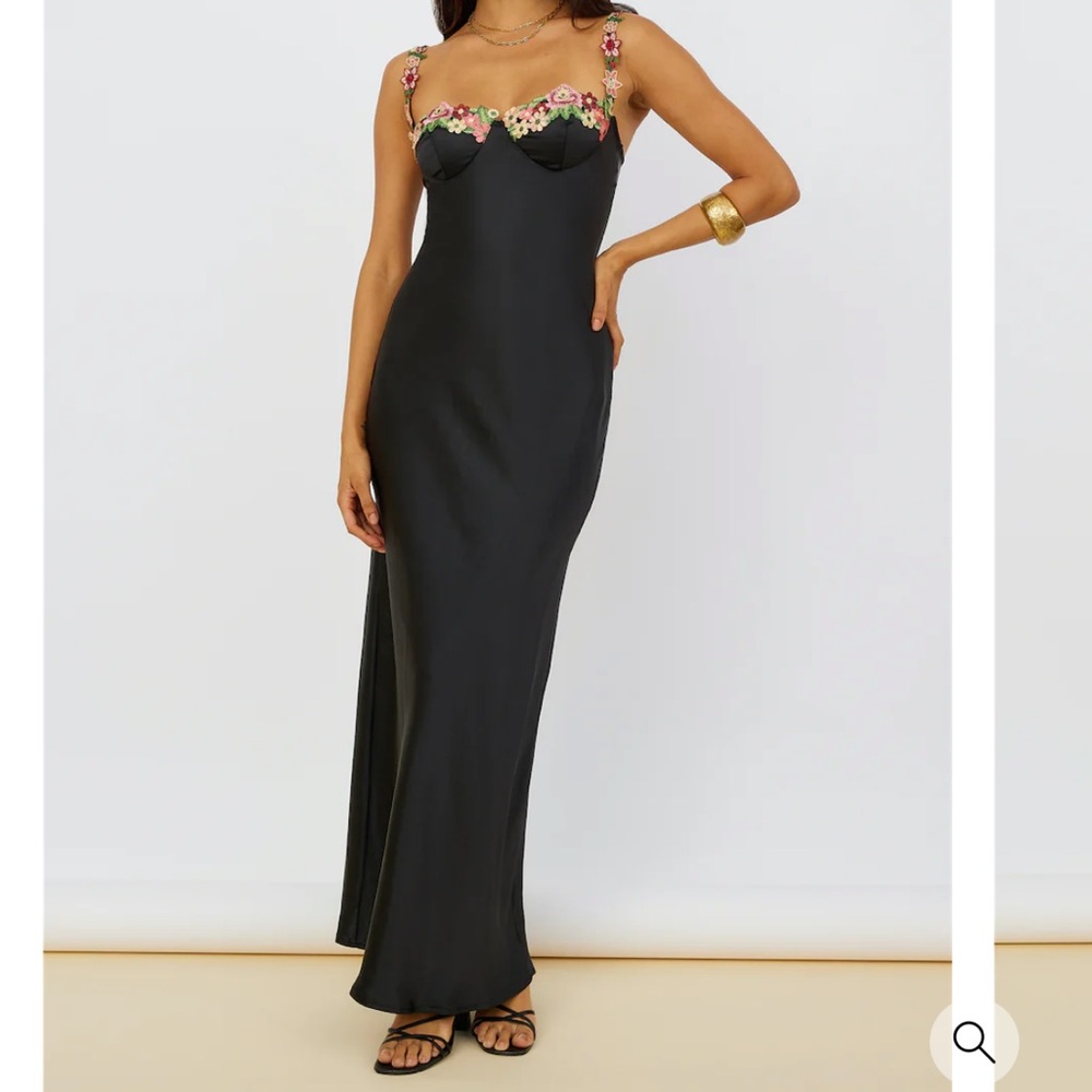 Fortunate One Black Floral Strap Dress